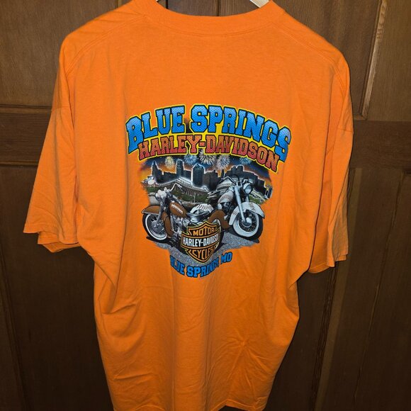 Harley Davidson Men's T-Shirt size 3XL XXXL Orange from Blue Springs Missouri MO - Picture 2 of 4